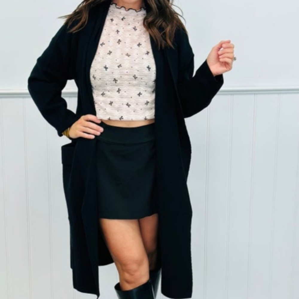 Women's Black Longlined Cardigan